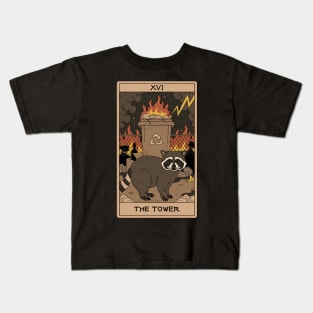 The Tower - Raccoons Tarot Kids T-Shirt